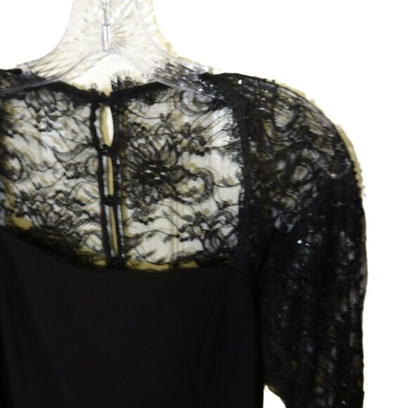 Chetta B. Evening Pre-loved Black Size 12 Long Lace Sleeve Polyester Blend Dress - Picture 10 of 13